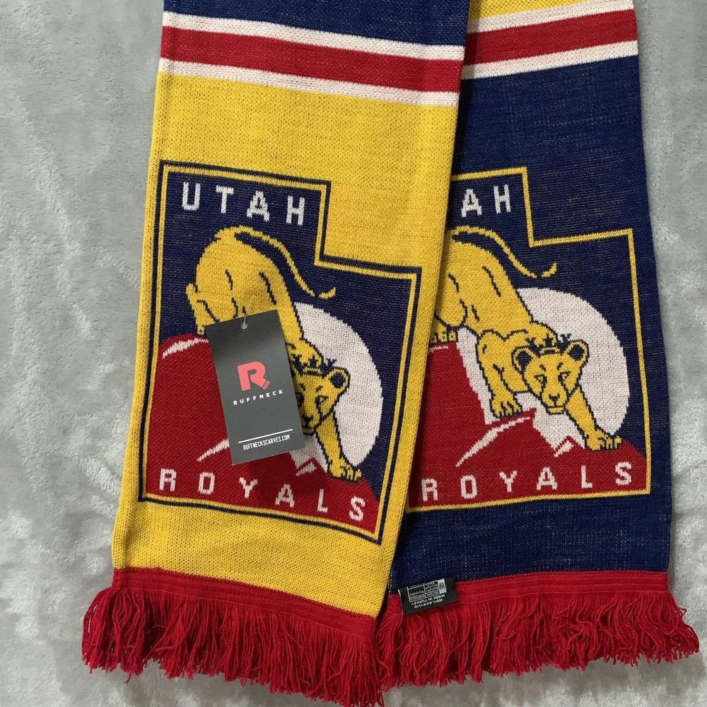 Utah Royals FC Soccer Scarf Ruffneck NWSL Fan Apparel Navy Blue Yellow Red NEW